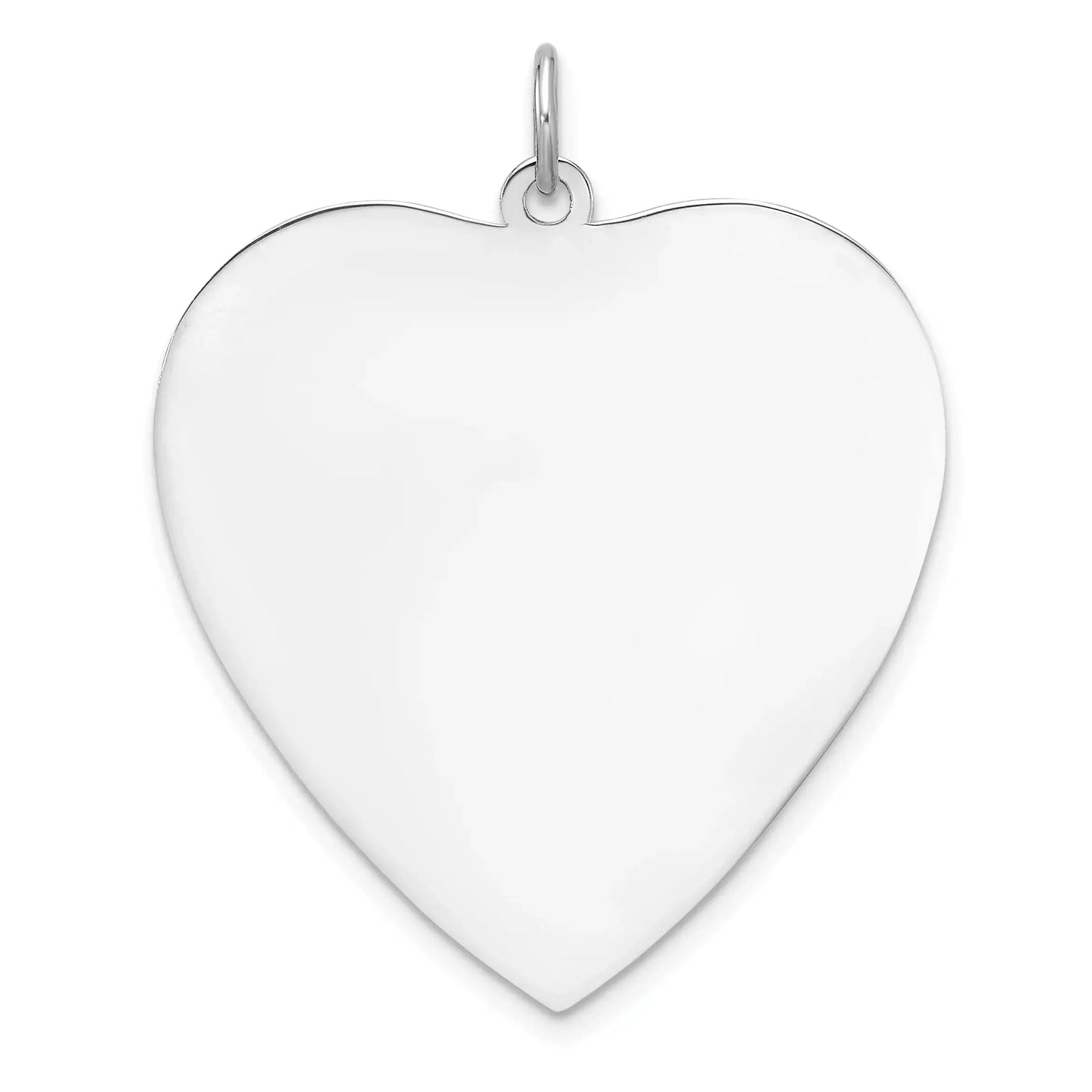 Sterling Silver Engravable Heart Polished Front Satin Back Disc Charm - Larson Jewelers