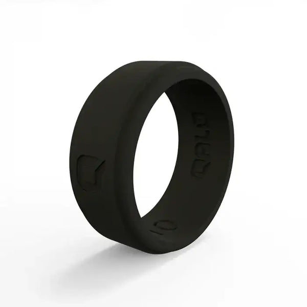 QALO Men's Black Step Edge Silicone Band - Larson Jewelers