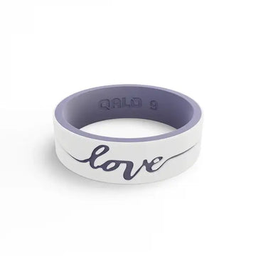 QALO Women's Lilac & White Strata Love Silicone Band - Larson Jewelers
