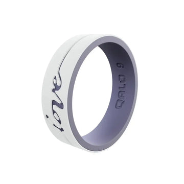 QALO Women's Lilac & White Strata Love Silicone Band - Larson Jewelers