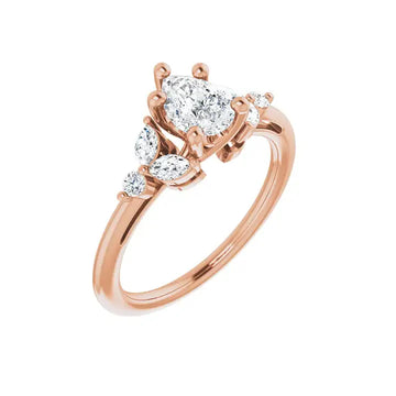 HAILEY 14K Rose Gold Pear Cut Lab Grown Diamond Engagement Ring - Larson Jewelers