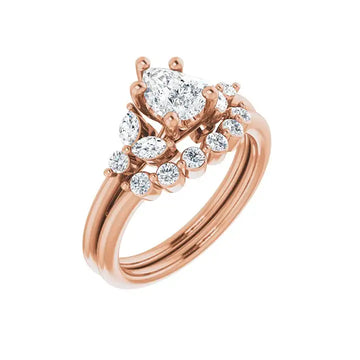 HAILEY 14K Rose Gold Pear Cut Lab Grown Diamond Engagement Ring - Larson Jewelers
