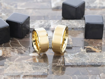 RADIATE Gold-Plated Titanium Flat Brushed Center Men's Wedding Ring With Beveled Polished Edges - 8mm - Larson Jewelers