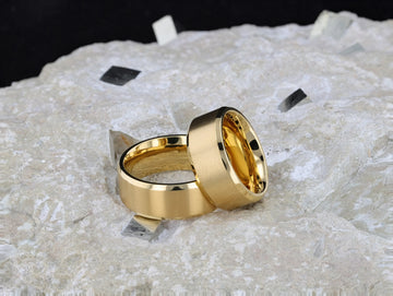 RADIATE Gold-Plated Titanium Flat Brushed Center Men's Wedding Ring With Beveled Polished Edges - 8mm - Larson Jewelers
