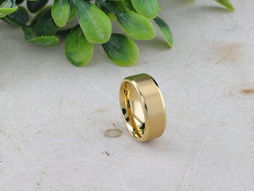 RADIATE Gold-Plated Titanium Flat Brushed Center Men's Wedding Ring With Beveled Polished Edges - 8mm - Larson Jewelers