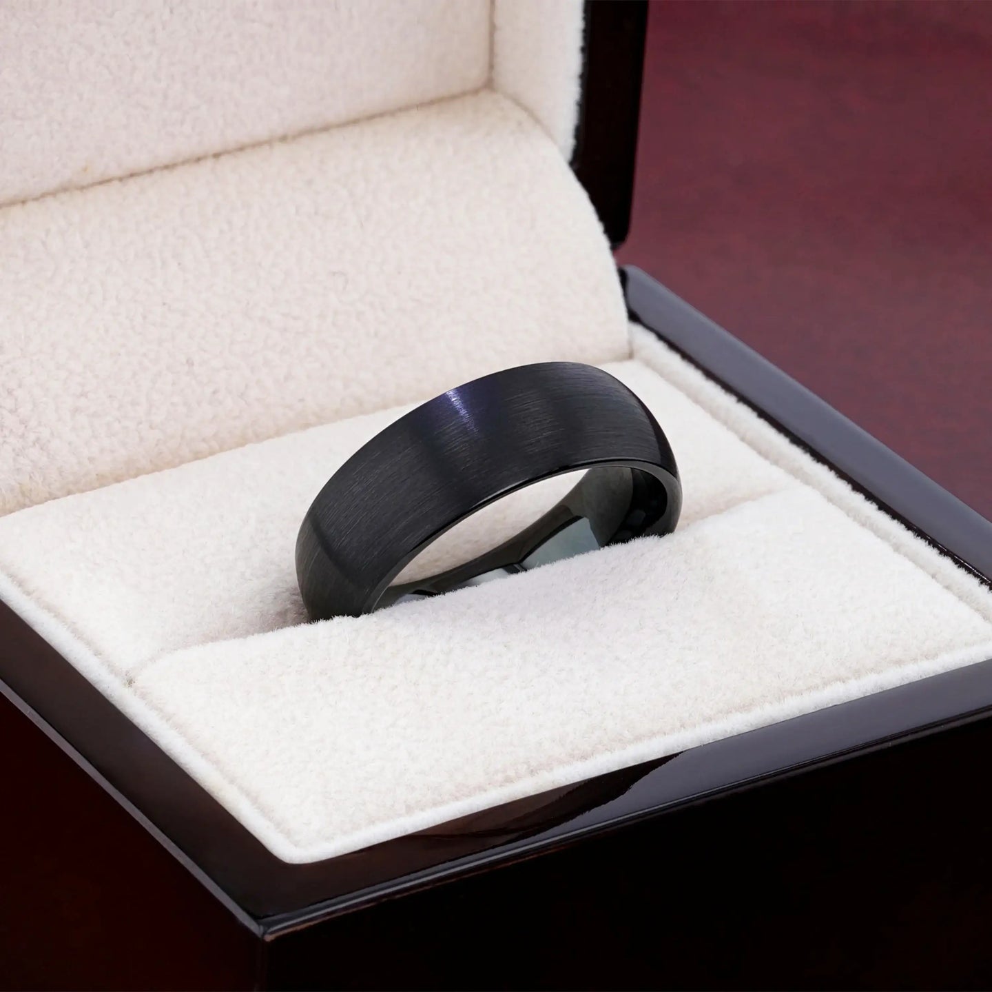 RAIDER Domed Brush Finished Black Tungsten Wedding Band (2mm–12mm) - Larson Jewelers