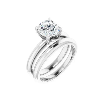 ORLA Silver Round Lab Grown Diamond Solitare Engagement Ring - Larson Jewelers