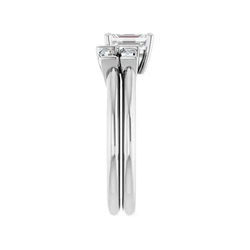 VIVIAN 18K White Gold Emerald Cut Lab Grown Diamond Engagement Ring - Larson Jewelers