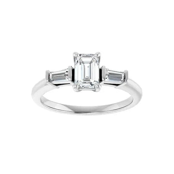 VIVIAN 18K White Gold Emerald Cut Lab Grown Diamond Engagement Ring - Larson Jewelers