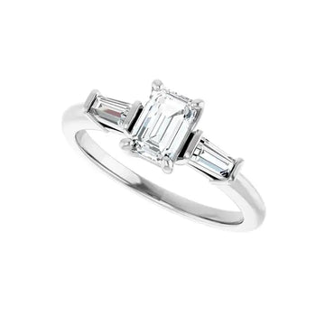 VIVIAN 18K White Gold Emerald Cut Lab Grown Diamond Engagement Ring - Larson Jewelers