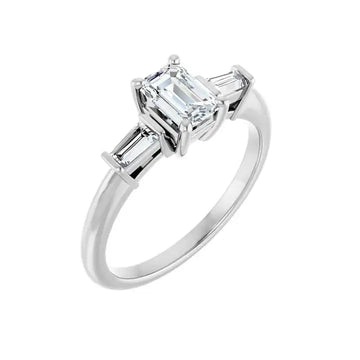 VIVIAN 18K White Gold Emerald Cut Lab Grown Diamond Engagement Ring - Larson Jewelers