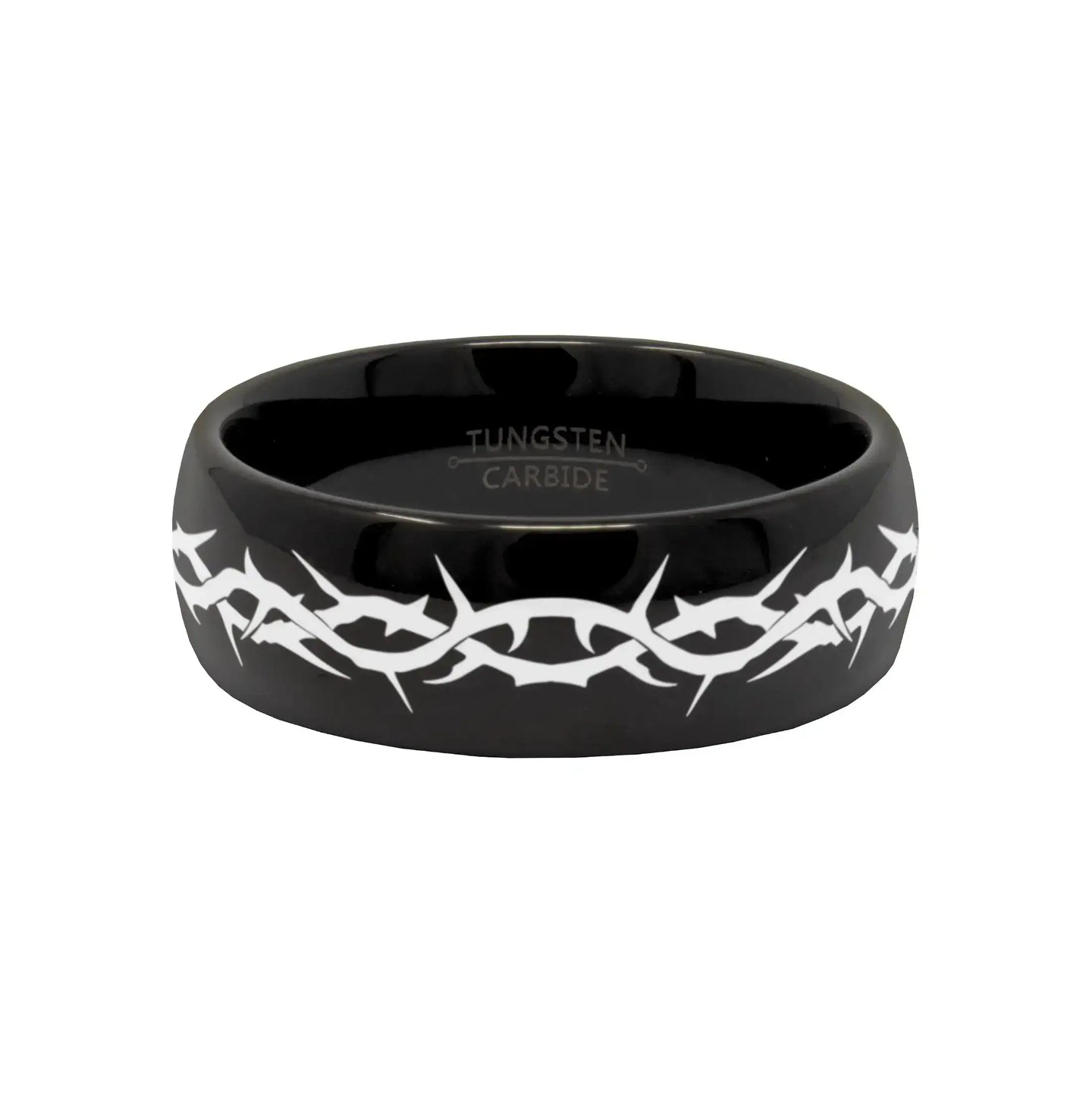 THORN CROWN Black Domed Tungsten Carbide Ring - Larson Jewelers