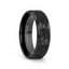 REBEL Raised Hammer Finish Step Edge Black Tungsten Carbide Wedding Band – 6mm or 8mm