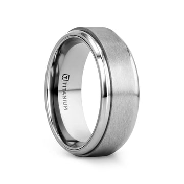 REBELLION Spinning Brushed Center Titanium Men's Wedding Band With Polished Beveled Edges - 8mm - Larson Jewelers