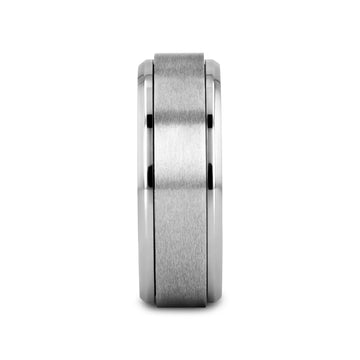REBELLION Spinning Brushed Center Titanium Men's Wedding Band With Polished Beveled Edges - 8mm - Larson Jewelers