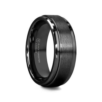 REVOLVE Black Tungsten Spinner Ring, Brushed Center on Polished Base – Comfort Fit (6mm & 8mm) - Larson Jewelers