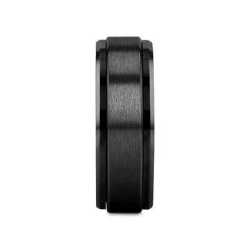 REVOLVE Black Tungsten Spinner Ring, Brushed Center on Polished Base – Comfort Fit (6mm & 8mm) - Larson Jewelers