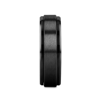 REVOLVE Black Tungsten Spinner Ring, Brushed Center on Polished Base – Comfort Fit (6mm & 8mm) - Larson Jewelers