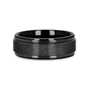 REVOLVE Black Tungsten Spinner Ring, Brushed Center on Polished Base – Comfort Fit (6mm & 8mm) - Larson Jewelers