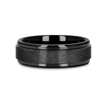 REVOLVE Black Tungsten Spinner Ring, Brushed Center on Polished Base – Comfort Fit (6mm & 8mm) - Larson Jewelers