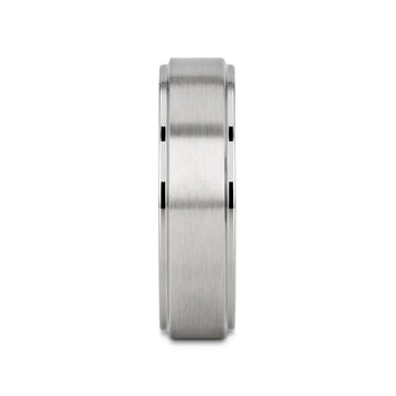 RHINOX Brushed Raised Center Men’s Titanium Wedding Ring with Polished Step Edges - 6mm & 8mm - Larson Jewelers