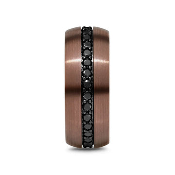 Top-down profile of the espresso tungsten carbide ring showing the continuous black sapphire channel setting