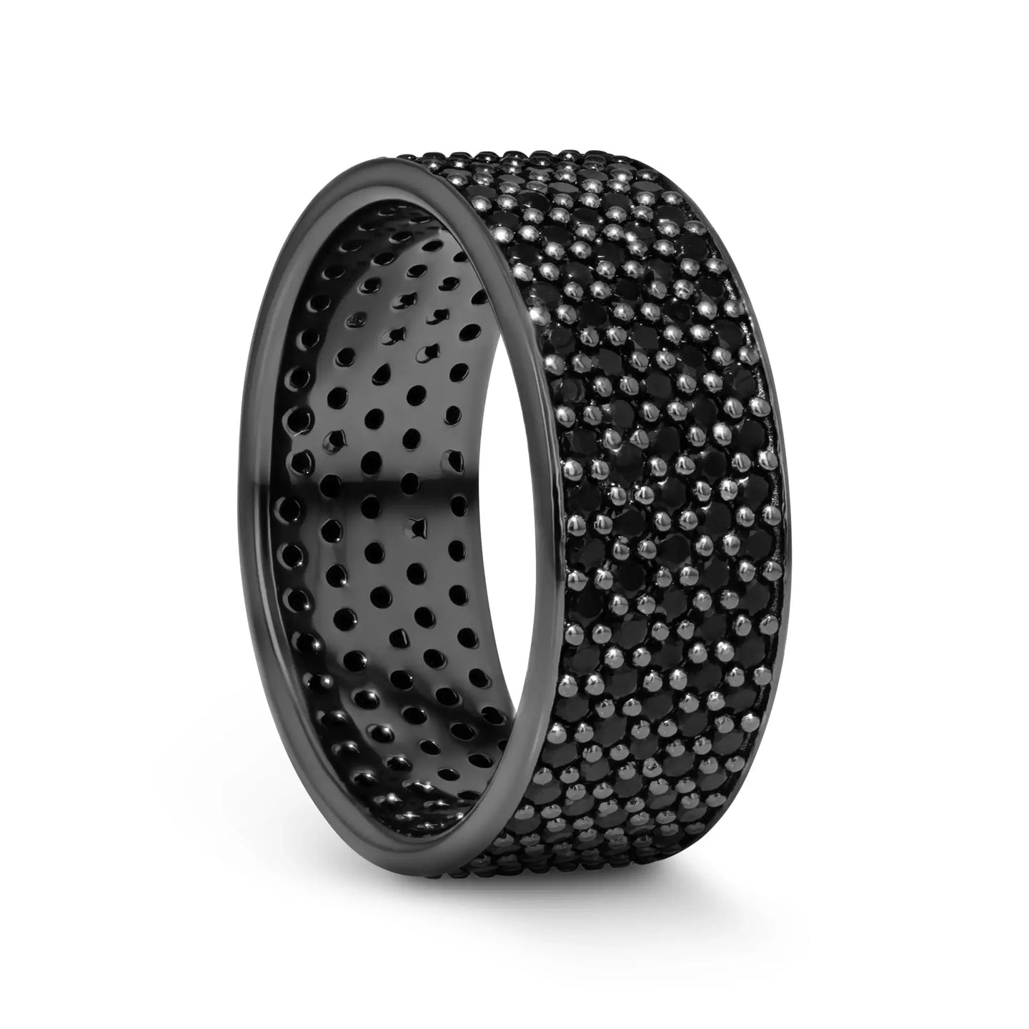 VENOM Sterling Silver Wedding Band with Pavé Black Spinel and Black Rhodium Plating - 9mm - Larson Jewelers
