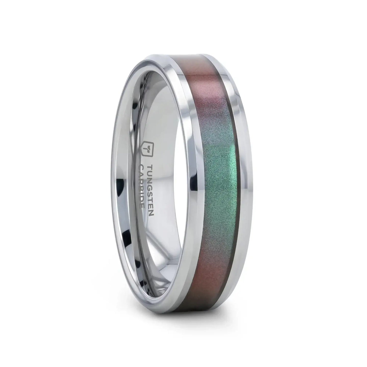 STINGRAY Tungsten Carbide Ring with Blue/Purple Color Changing Inlay - 4mm - 10mm - Larson Jewelers