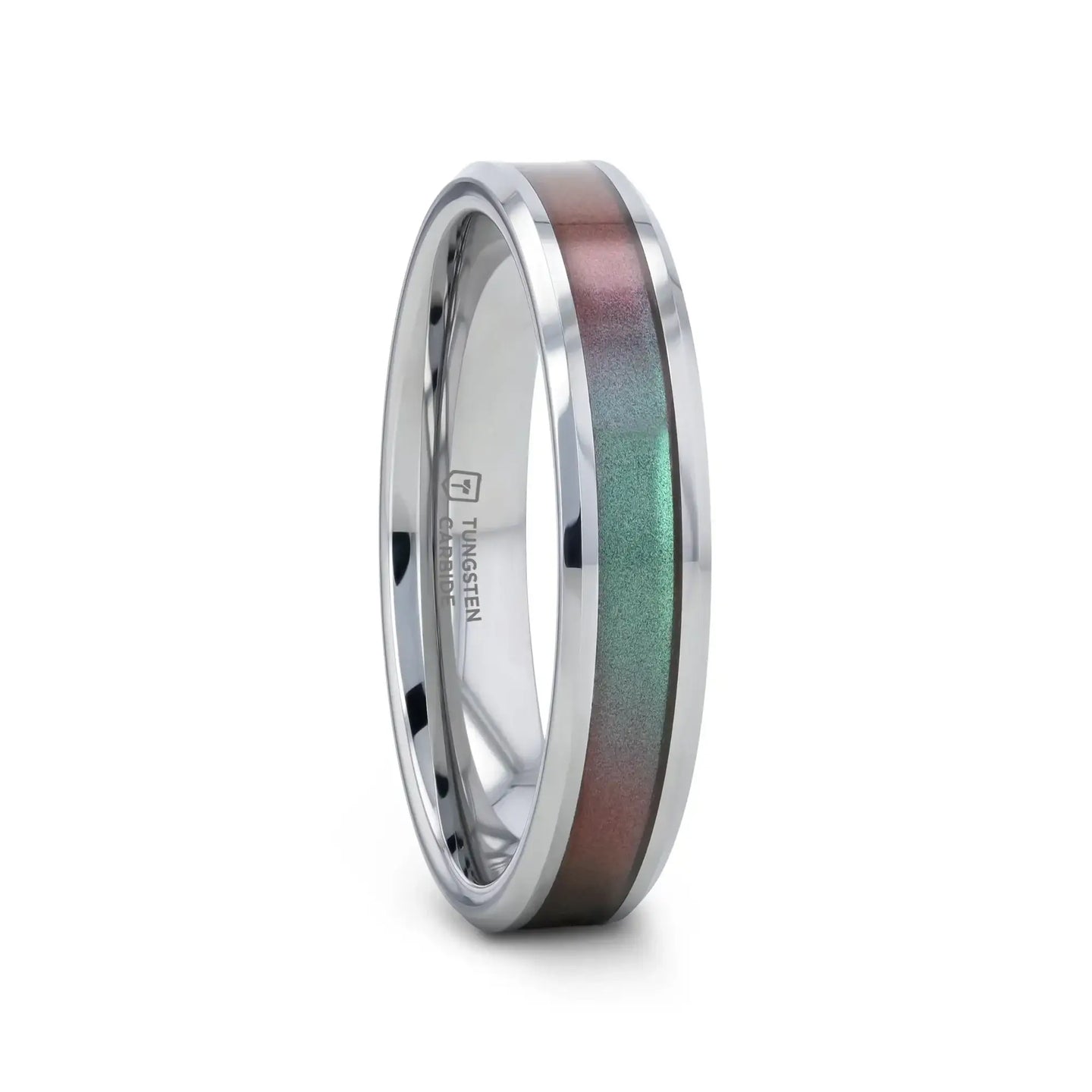 STINGRAY Tungsten Carbide Ring with Blue/Purple Color Changing Inlay - 4mm - 10mm - Larson Jewelers