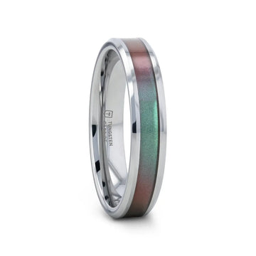 STINGRAY Tungsten Carbide Ring with Blue/Purple Color Changing Inlay - 4mm - 10mm - Larson Jewelers