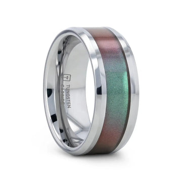 STINGRAY Tungsten Carbide Ring with Blue/Purple Color Changing Inlay - 4mm - 10mm - Larson Jewelers