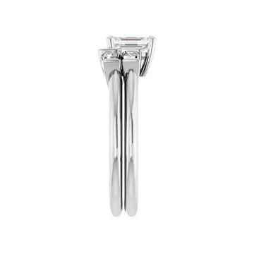 VIVIAN Silver Emerald Cut Lab Grown Diamond Engagement Ring - Larson Jewelers