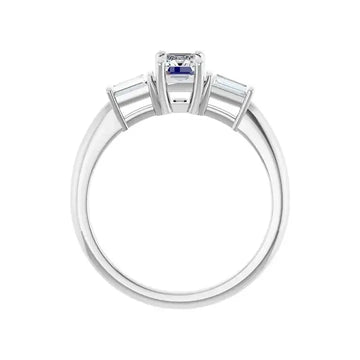 VIVIAN Silver Emerald Cut Lab Grown Diamond Engagement Ring - Larson Jewelers