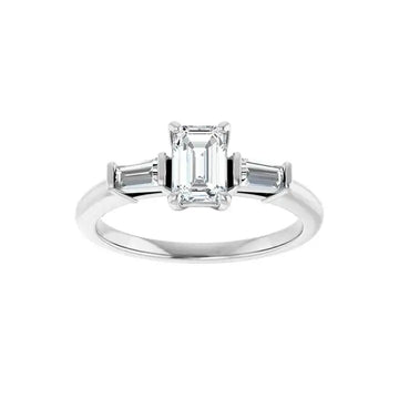 VIVIAN Silver Emerald Cut Lab Grown Diamond Engagement Ring - Larson Jewelers