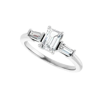 VIVIAN Silver Emerald Cut Lab Grown Diamond Engagement Ring - Larson Jewelers