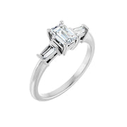 VIVIAN Silver Emerald Cut Lab Grown Diamond Engagement Ring