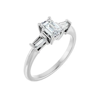 VIVIAN Silver Emerald Cut Lab Grown Diamond Engagement Ring - Larson Jewelers