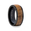 Bague en céramique noire SCOTCH avec incrustation de bois de tonneau de whisky - 8 mm