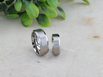 SHIRE Titanium Men’s Flat Wedding Ring, Brushed Center with Polished Beveled Edges — 6mm & 8mm - Larson Jewelers
