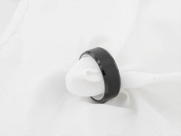 SIGMA Black Tungsten Brushed Center Men’s Wedding Band with Polished Beveled Edges & White Interior - 8mm - Larson Jewelers