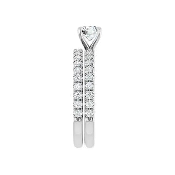 AMELIA Silver Round Lab Grown Diamond French-Set Engagement Ring - Larson Jewelers