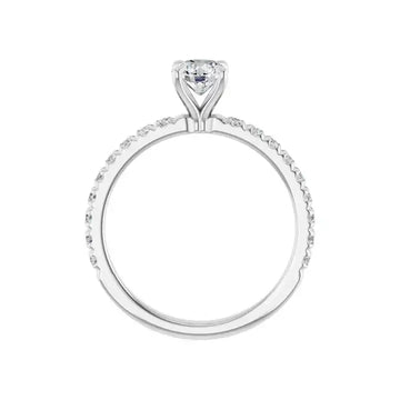 AMELIA Silver Round Lab Grown Diamond French-Set Engagement Ring - Larson Jewelers