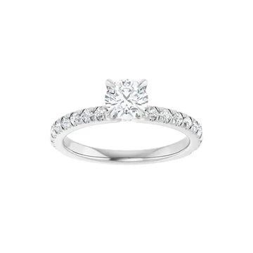 AMELIA Silver Round Lab Grown Diamond French-Set Engagement Ring - Larson Jewelers