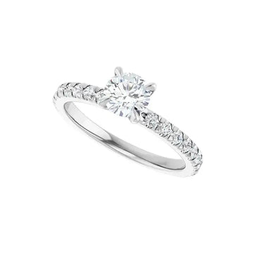 AMELIA Silver Round Lab Grown Diamond French-Set Engagement Ring - Larson Jewelers