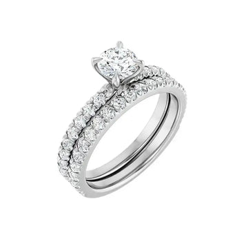 AMELIA Silver Round Lab Grown Diamond French-Set Engagement Ring - Larson Jewelers