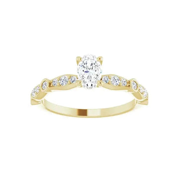 SOLANA 18K Yellow Gold Oval Lab Grown Diamond Engagement Ring - Larson Jewelers