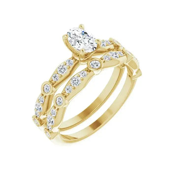 SOLANA 18K Yellow Gold Oval Lab Grown Diamond Engagement Ring - Larson Jewelers
