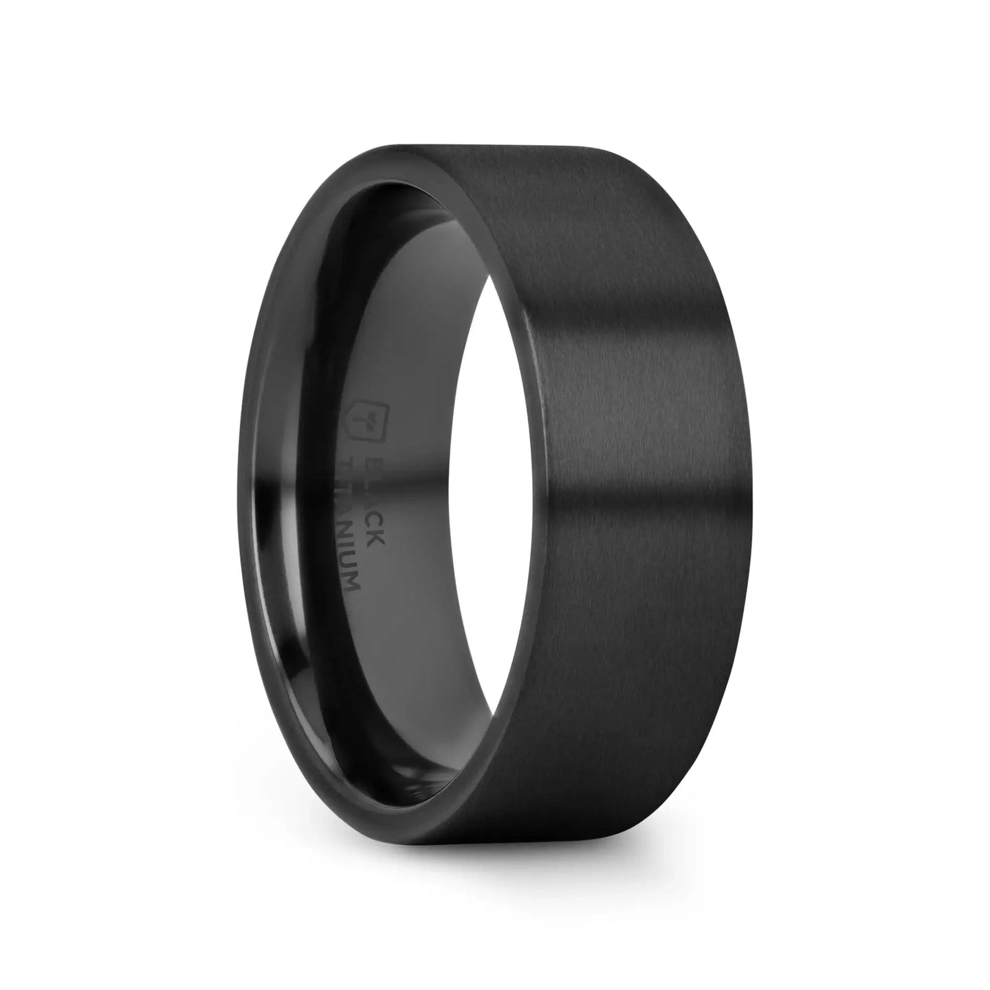 SAN BERNARDINO Brushed Finish Flat Black Titanium Men’s Wedding Band - 6mm & 8mm - Larson Jewelers