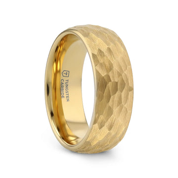 GILDUR Domed Hammered Finish Gold Plated Tungsten Ring - 8mm - Larson Jewelers