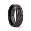 SILURIAN Dinosaur Bone Inlaid Black Ceramic Beveled Edged Ring - 4mm or 8mm